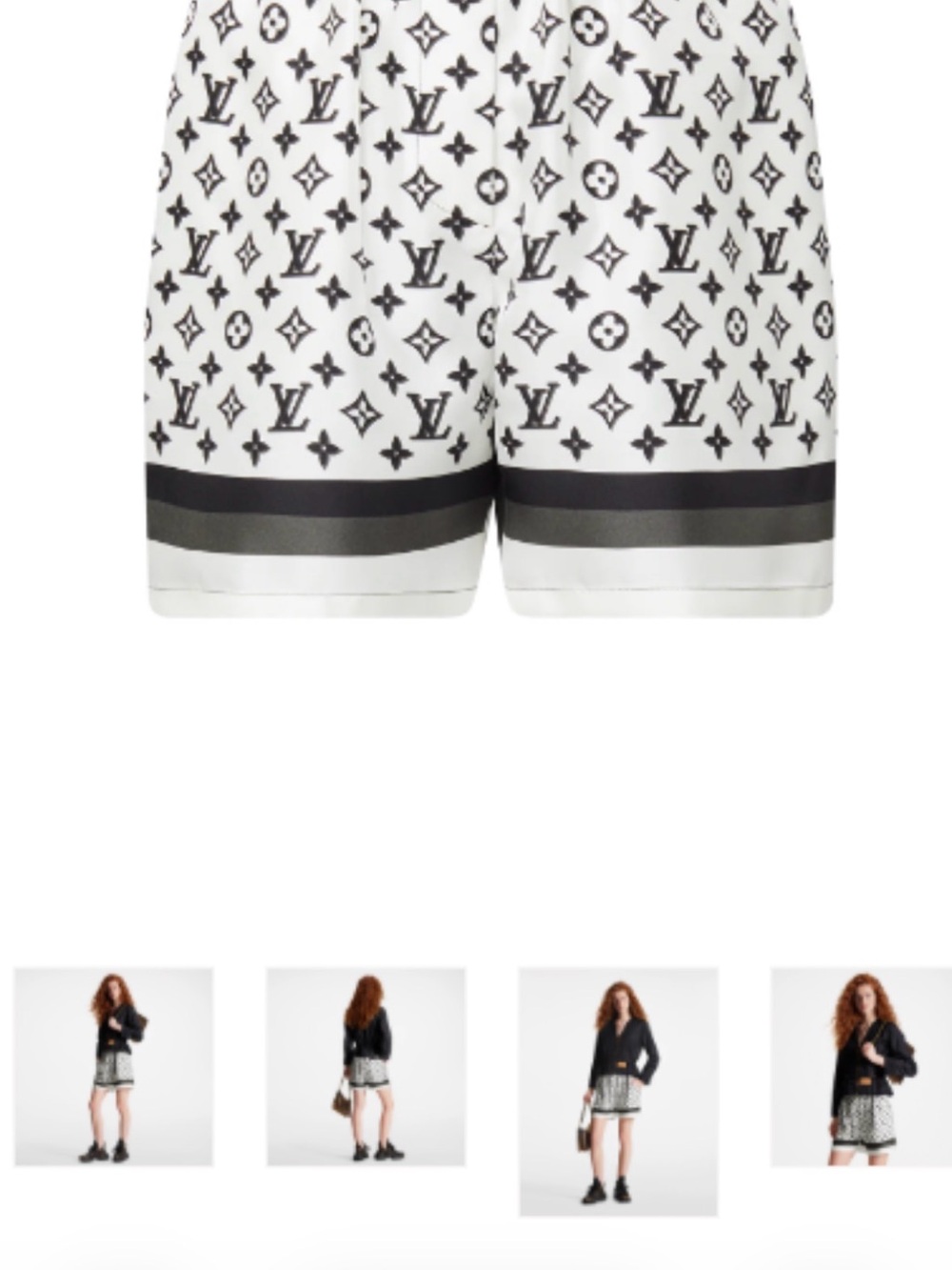 Louis Vuitton White & Black Monogram Stripe Hem Women's Shorts